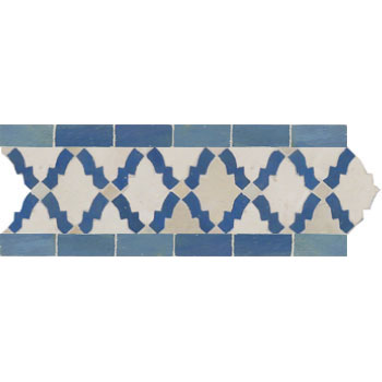 Mosaic House Moroccan tile Darj Border 1-2 White Light Blue  zellige, mosaic, zellij, border, glaze 